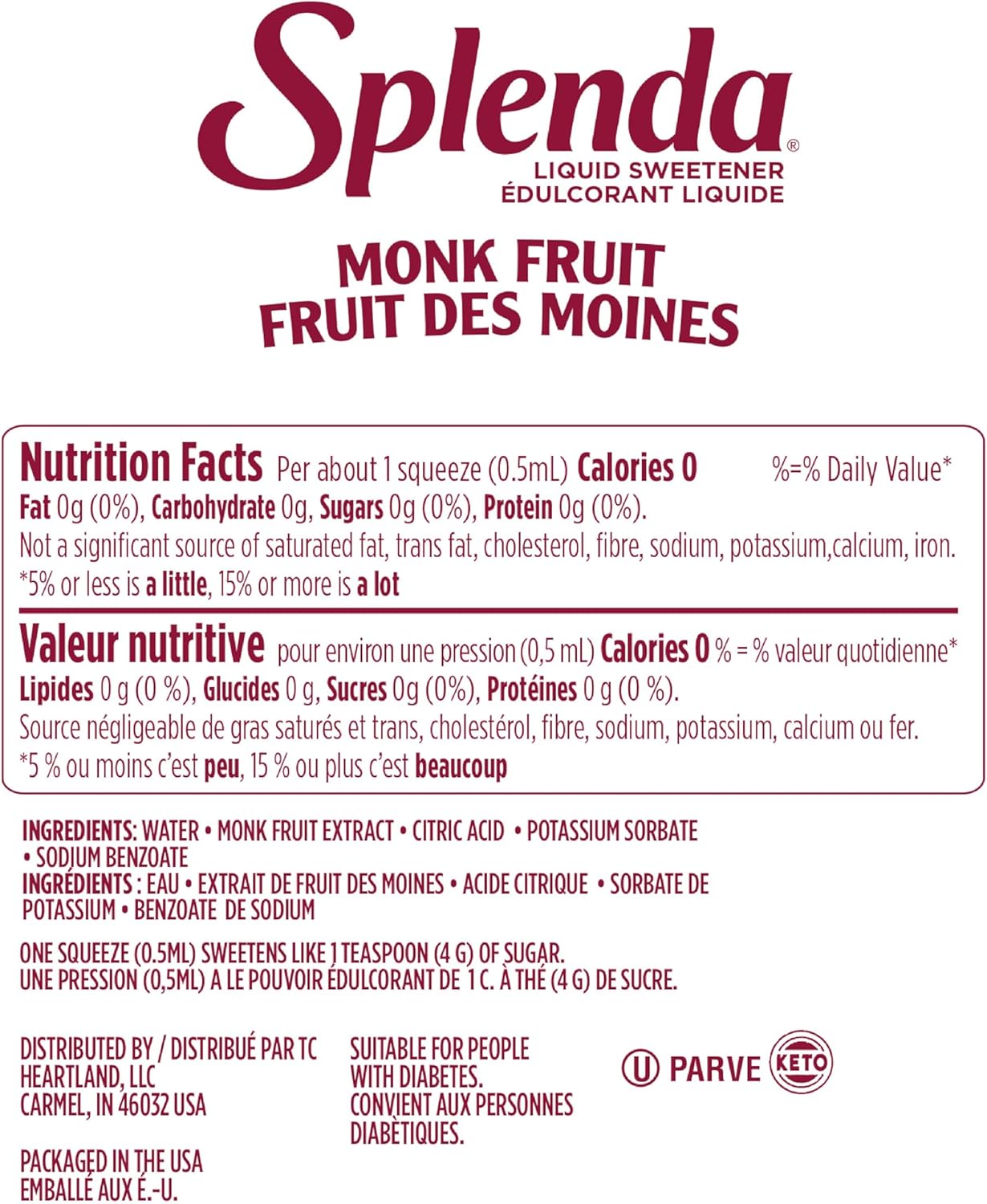 Splenda No Calorie Tabletop Monk Liquid Sweetener 100ml