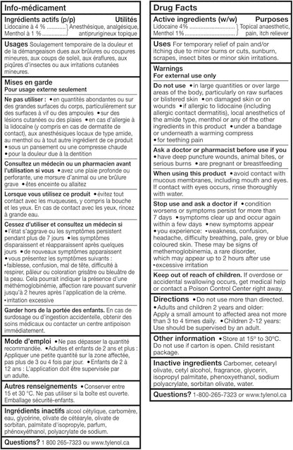 Precise Cooling Pain Relief Cream from the Makers of Tylenol, 4% Lidocaine & 1% Menthol, Fast, Effective Pain Relief, Light Scent, 113 g