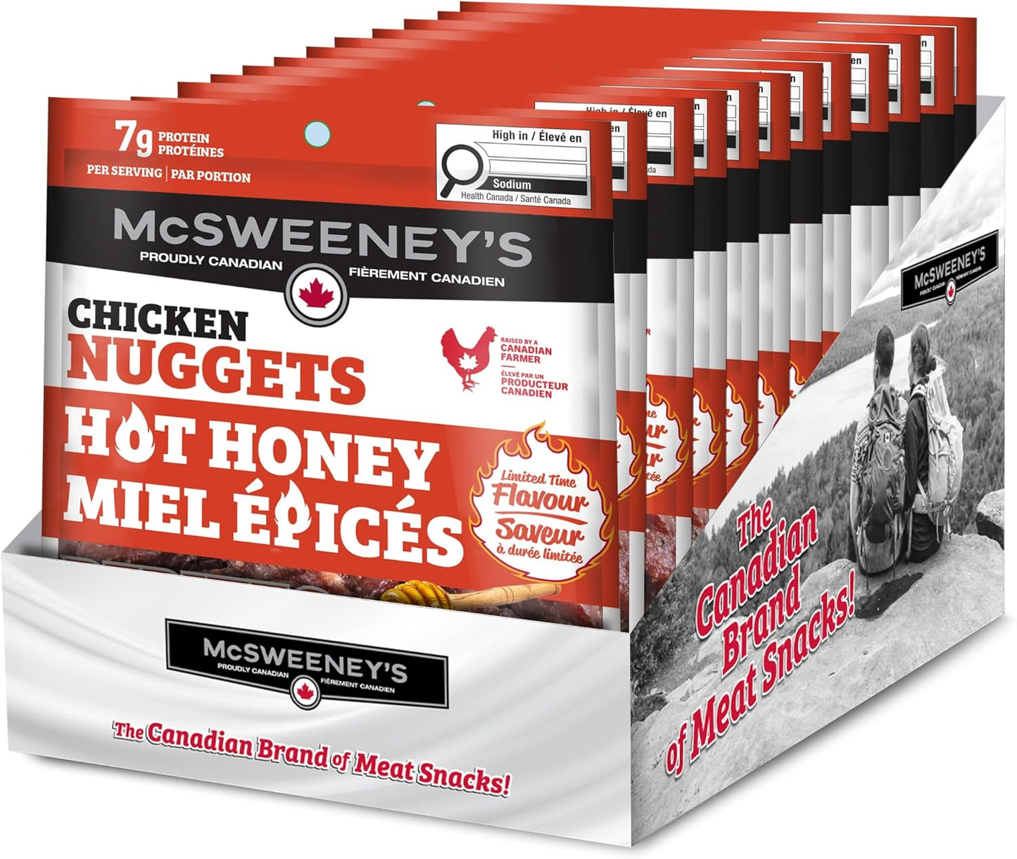McSweeney’s Hot Honey Chicken Nuggets, Naturally Smoked, Gluten Free, Lactose and Soy Friendly, 7g Protein Per Serving, High Protein Snack Made in Canada, 12 Pack, 1020g (12 x 85g)