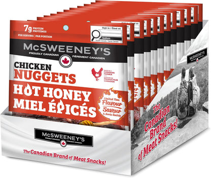 McSweeney’s Hot Honey Chicken Nuggets, Naturally Smoked, Gluten Free, Lactose and Soy Friendly, 7g Protein Per Serving, High Protein Snack Made in Canada, 12 Pack, 1020g (12 x 85g)