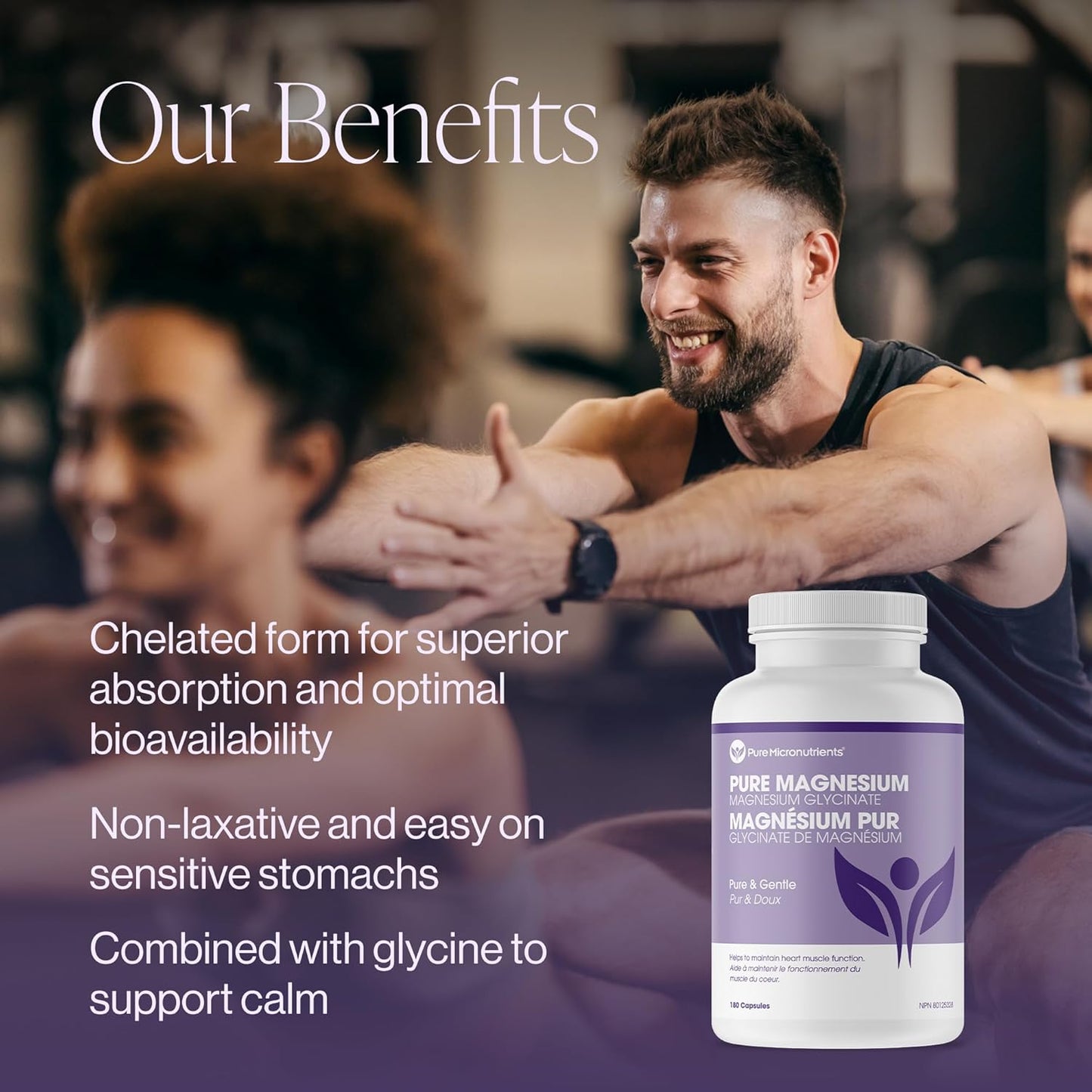 純微量營養素甘氨酸鎂補充劑（螯合型）200毫克，180粒