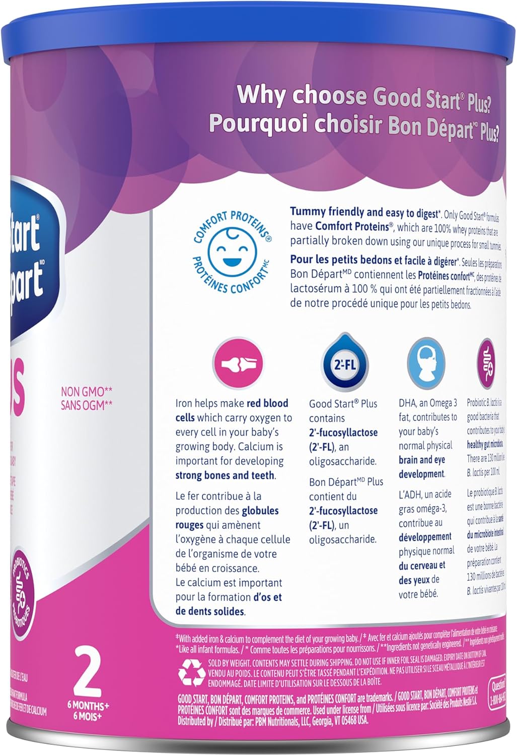 GOOD START PLUS 2 Powder Baby Formula, For Babies 6 months plus, Added Iron & Calcium, With DHA, Probiotics and 2'-FL, 1.02kg