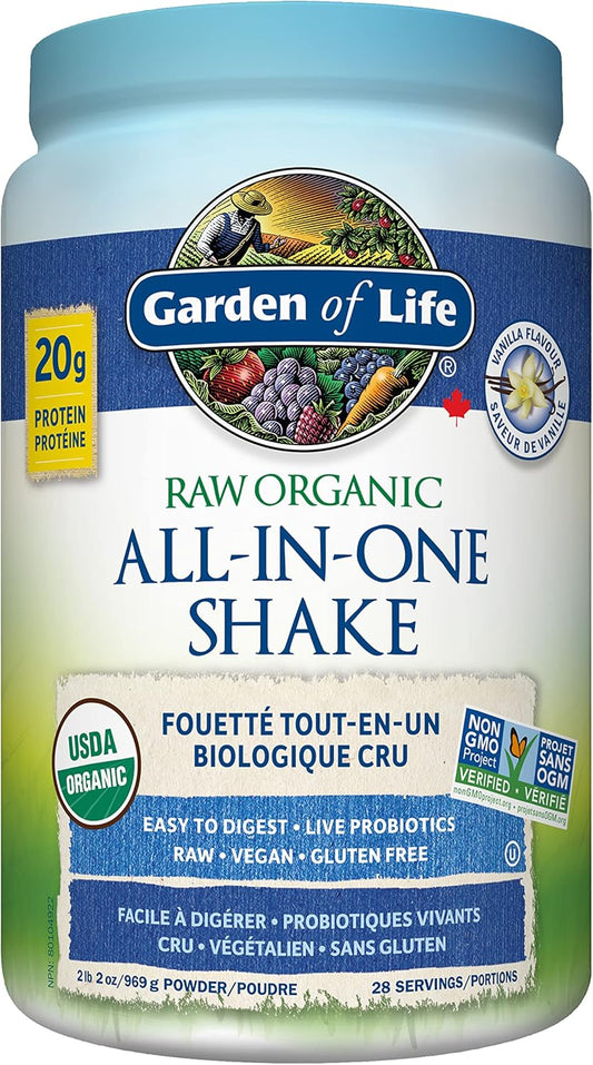 Garden of Life Raw All-in-One Nutritional Shake, Vanilla + Lightly Sweet (28 servings each)