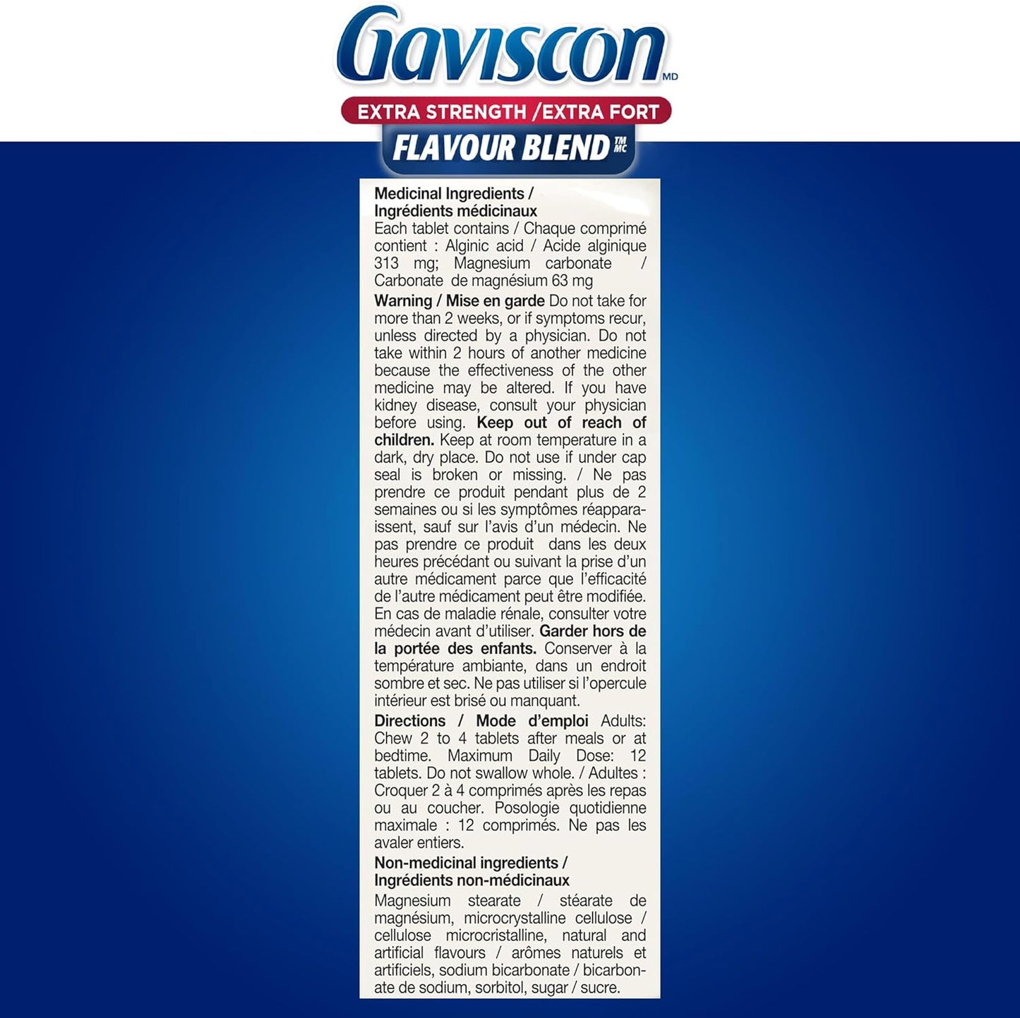 Gaviscon 強效口味爆裂片 - 60 片 - 可咀嚼的起泡抗酸片，可日夜緩解胃灼熱、胃酸倒流和胃食道逆流症，水果口味 - 不含鋁、乳糖和麩質