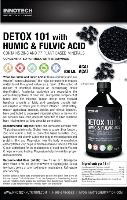 Innotech Nutrition Detox 101 含腐殖酸和黄腐酸，巴西莓绿茶 - 500ml