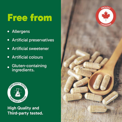 Organika 加拿大制造东革阿里 400 毫克 - 含玛卡、蒺藜和黑胡椒 - 增强男性阳刚之气 - 强效多成分混合物 - 60 粒胶囊