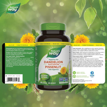 Nature's Way 蒲公英根 - 消化补充剂 - 利尿泻药 - 非转基因认证 - 180 粒素食胶囊，超值装