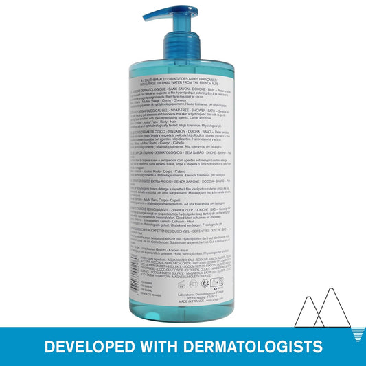 Uriage Extra Rich Dermatological Gel - Face & Body Body Foaming Cleanser For Whole Family - Sensitive Skin - Cleanses, Protects, Extra-Gentle, Fresh - Paraben-Free & Soap-Free -1L