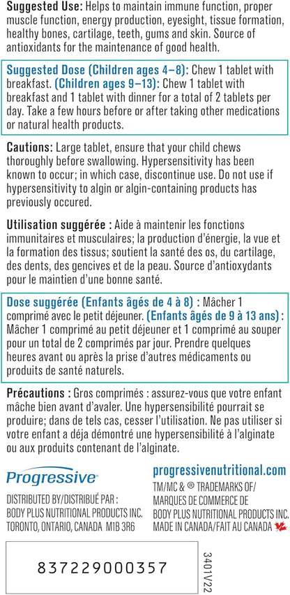 兒童複合維生素 - 橙味，120 片咀嚼片 | 抗氧化來源，免疫支持