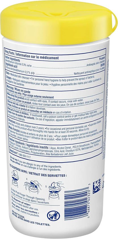 Wet Ones Antibacterial Hand Wipes, Citrus Scent, Wet Wipes, 40 Count Canister