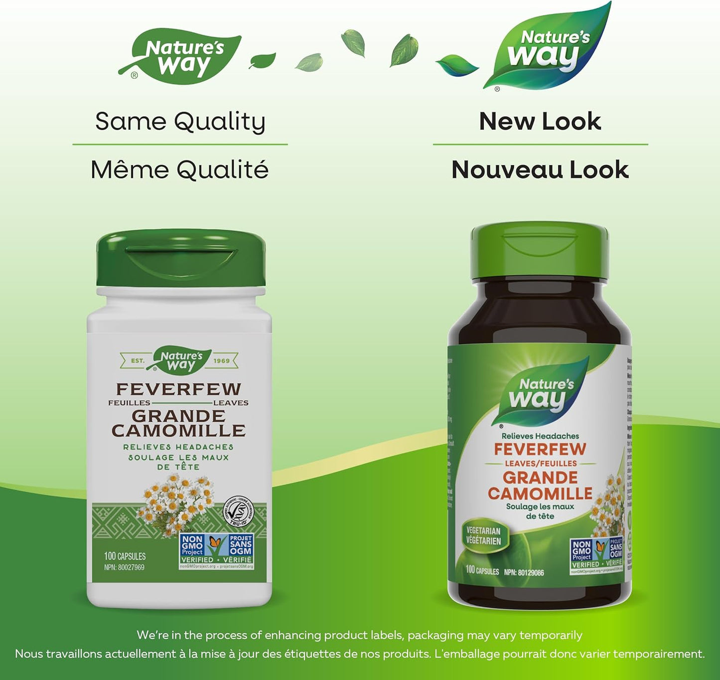 Nature's Way Feverfew Leaves, Helps Relieve Headaches, 380mg of Feverfew herb per capsule, 100 Vegetarian Capsules