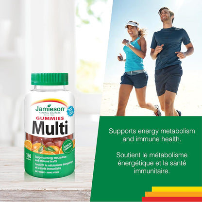 Jamieson 成人複合維生素軟糖，鮮橙口味，增強免疫力、提升能量，促進整體健康。富含鋅、維生素 D3 和生物素，素食，非基因改造，不含麩質、人工色素、香精和防腐劑…