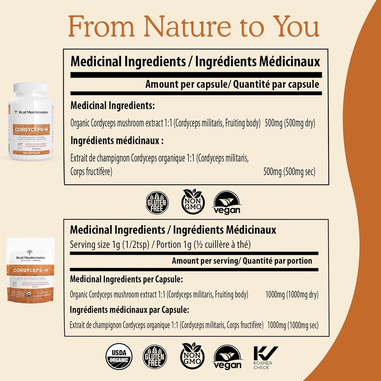 Real Mushrooms Cordyceps Capsules - Organic Militaris Extract with Measured Beta-Glucans Fungal Polysaccharides Immunomodulating Properties Vegan Supplement, Non-GMO, 300 Caps