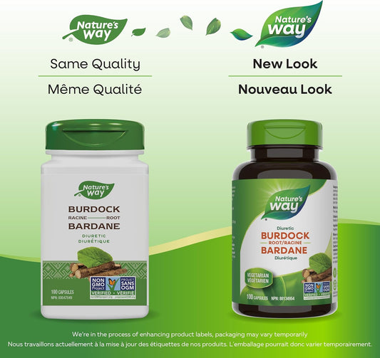 Nature's Way Premium Burdock Root Capsules - Herbal Diuretic & Rheumatism Relief, Non-GMO, 100 Vegetarian Capsules