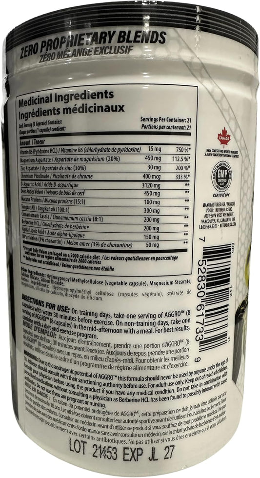 男性睪固酮助推器 - Aggro 雙效荷爾蒙增強劑，168 顆 - 提升男性性能力