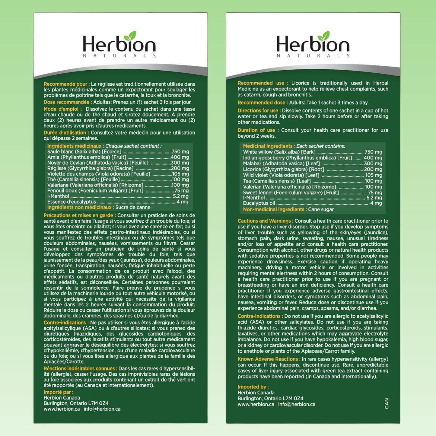 Herbion Naturals 感冒和流感颗粒 | 凉茶 | 止咳 | 咽喉痛 | 10 袋