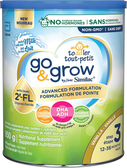 Similac Go & Grow Step 3 Toddler Drink with 2'-FL. Immune Support Innovation: 2'-FL, Powder, 12-36 Months, Vanilla Flavour, 850 grams