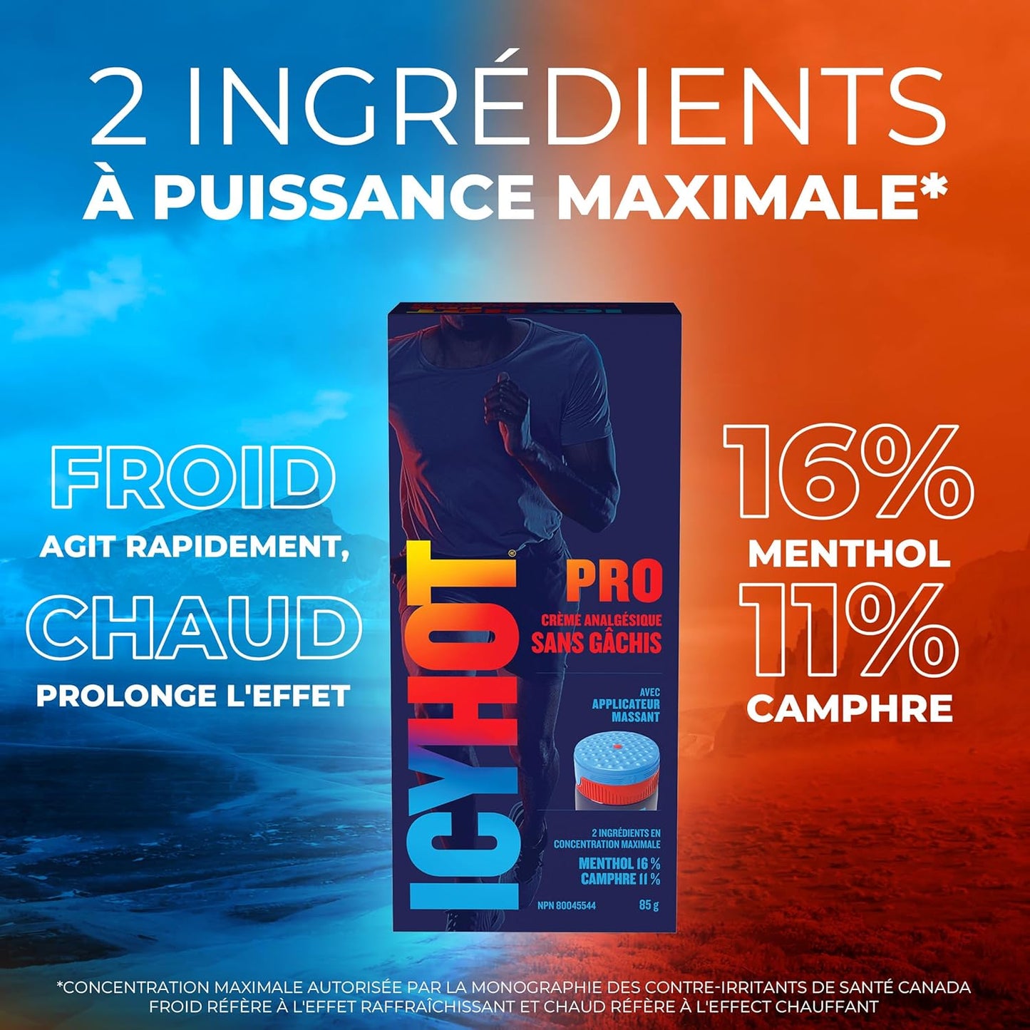 Icy Hot Pro No Mess 止痛膏，缓解关节炎、背痛、拉伤和扭伤引起的肌肉和关节轻微疼痛，薄荷醇 16%，樟脑 11%，85 克管装