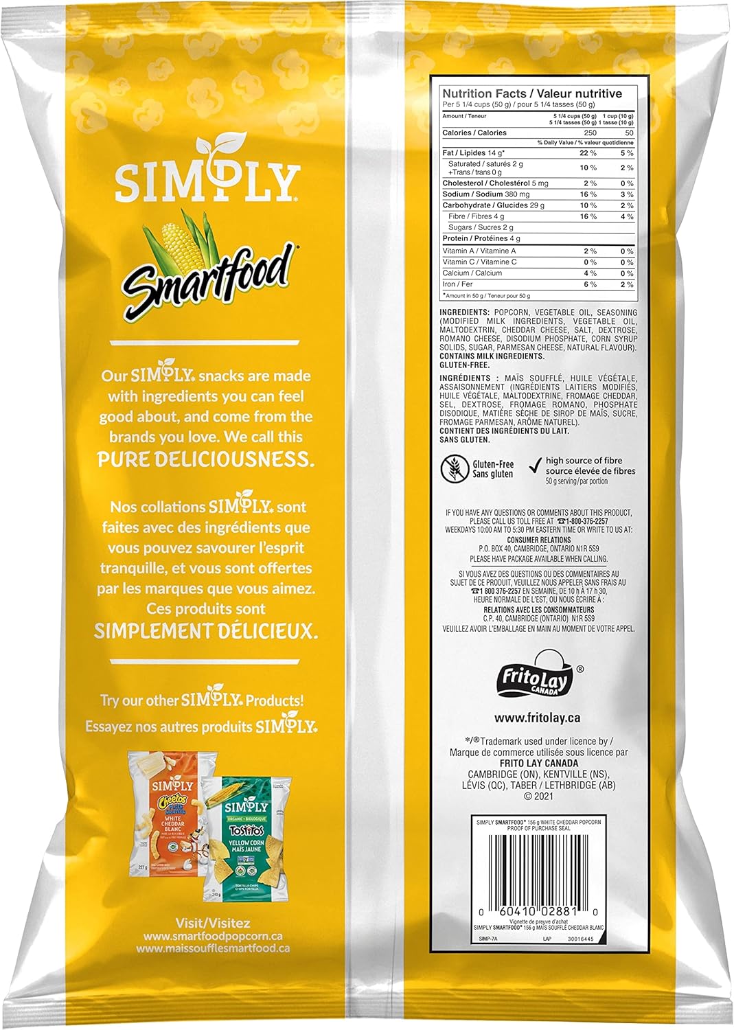 Simply Smartfood 白切达干酪片，156克，10包