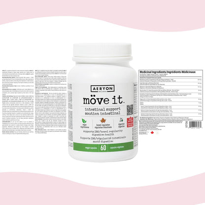 Möve it 全天然无泻药大便软化剂，Aeryon Wellness 出品 | 加拿大制造 | 含消化酶，缓解肠易激综合征 (IBS) | 缓解腹胀，恢复肠道健康 | 天然结肠清洁剂（60 粒素食胶囊）