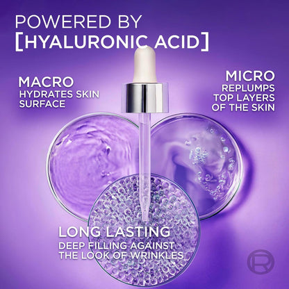 L'Oreal Paris 1.5% Pure Hyaluronic Acid Serum, Face Serum to Hydrate and Plump Skin, Reduces the Look of Wrinkles, Revitalift, For All Skin Tones & Types, Non Comedogenic, 30ml