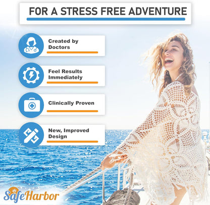 SafeHarbor Motion Sickness Wristbands | 2 Anti Nausea Travel Wrist Bands for Your Cruise Essentials | Natural Nausea Relief and Sea Sickness Bracelets for Children and Adults (2, 2, Count)