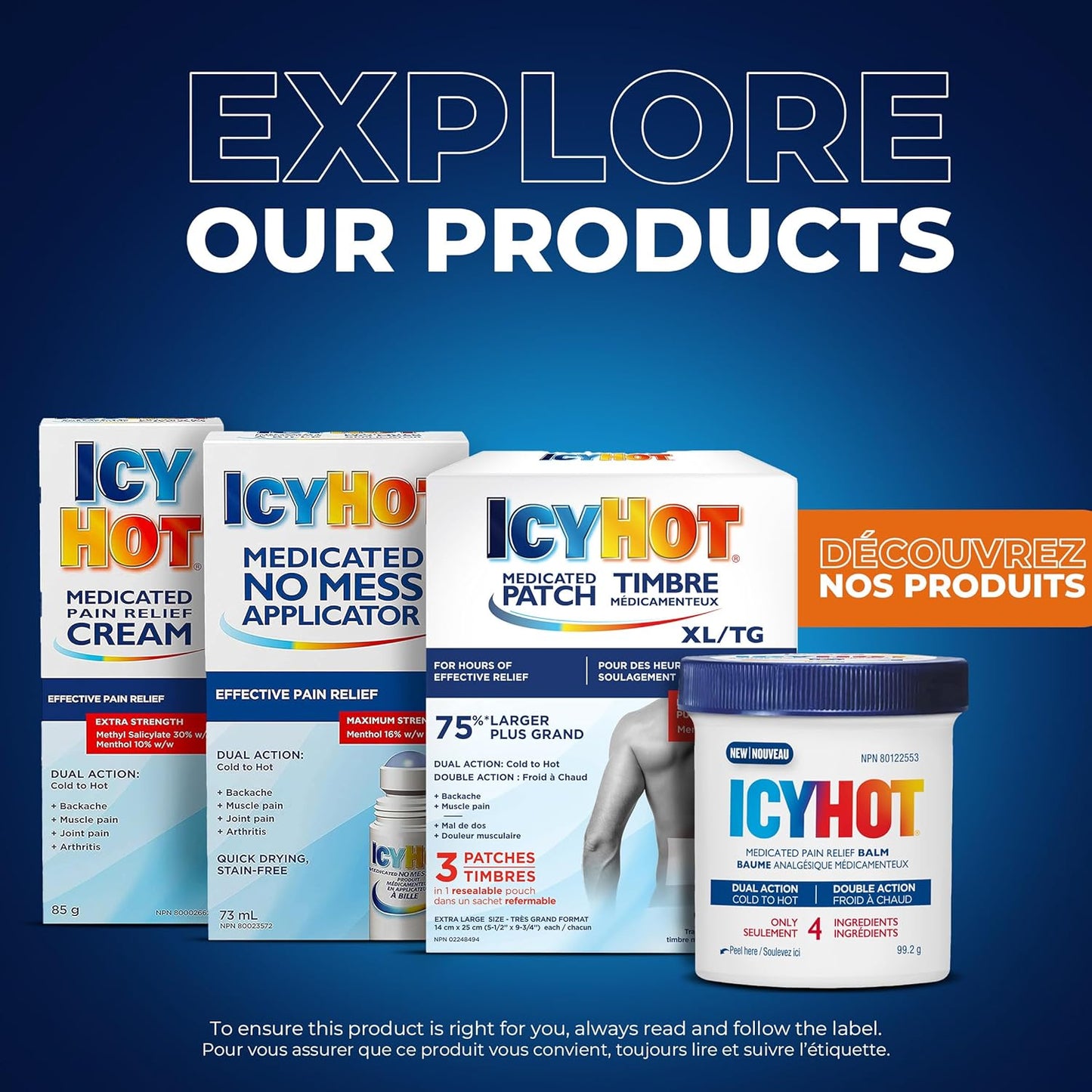 冰热药用加大号止痛贴，大号贴片，用于暂时缓解关节炎、腰痛、背痛和肌肉疼痛，薄荷醇 5%，3 片