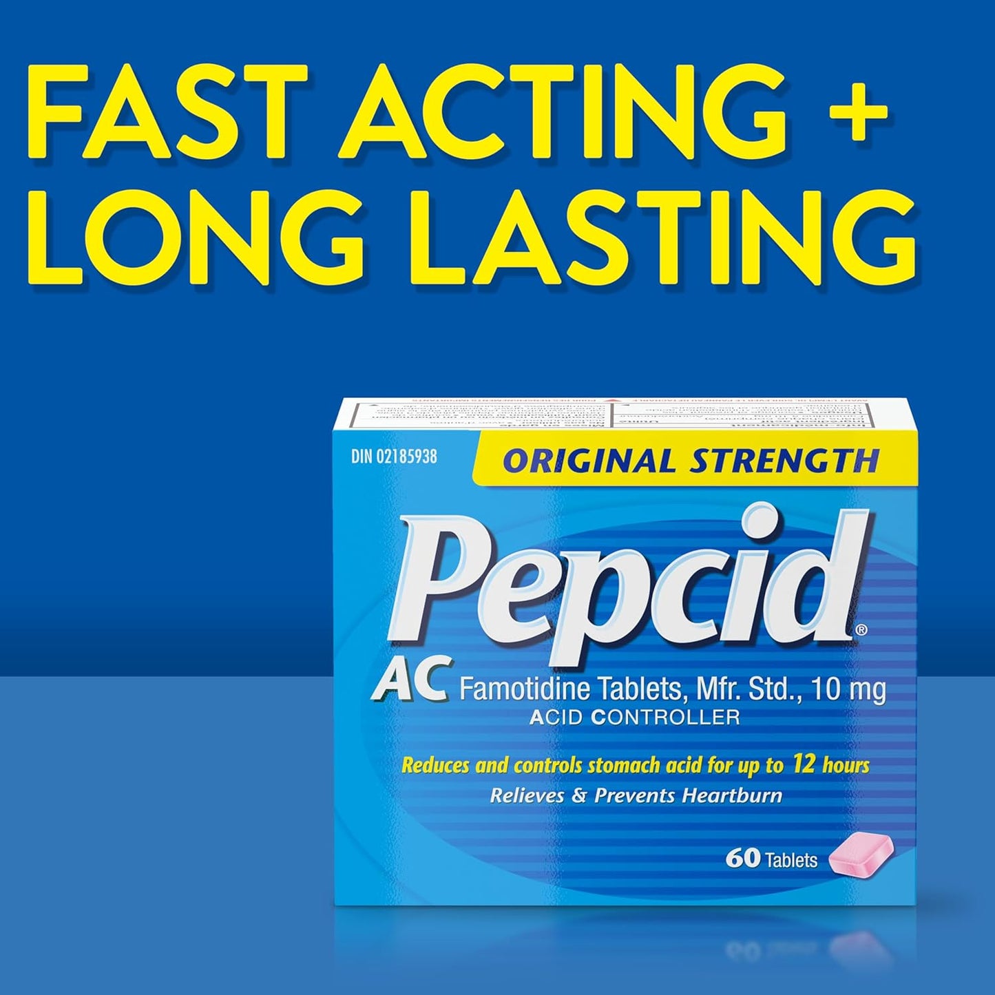 Pepcid Acid Controller Original Strength Tablets, Acid Reducer for Heartburn, Acid Reflux and Upset Stomach Relief, 60 Tablets