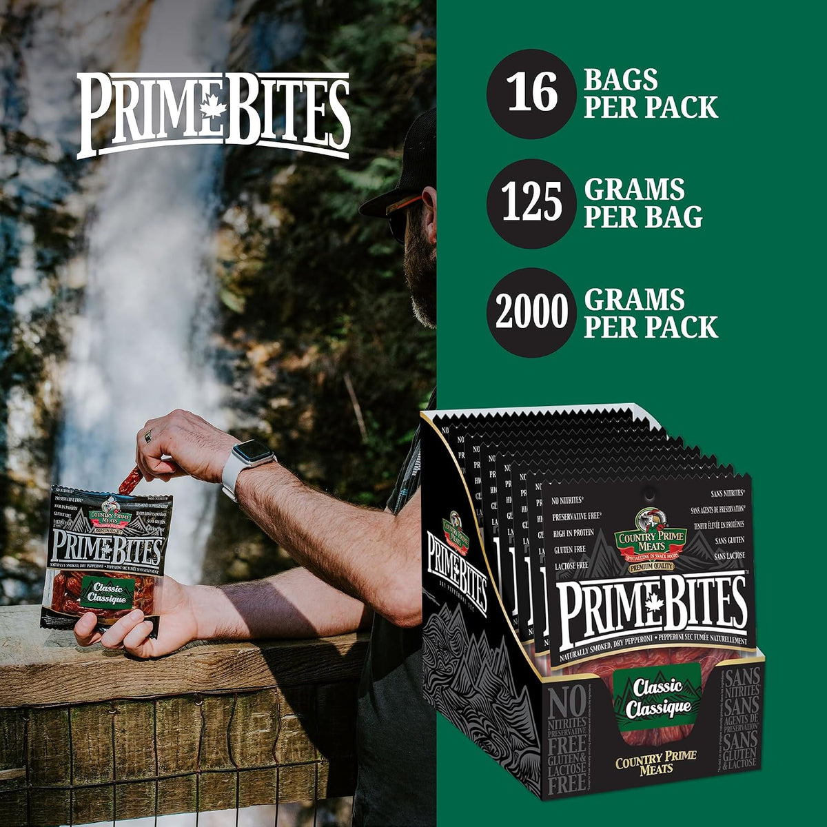 Country Prime Meats Prime Bites Pepperoni Classic 125g (Pack of 16)