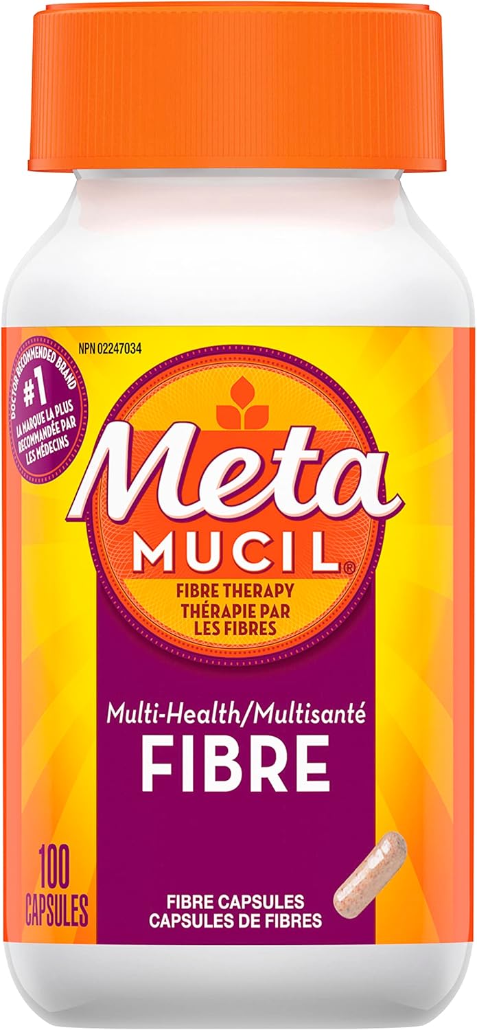 Metamucil, 每日车前子壳粉补充剂，三合一膳食纤维，促进消化健康，胶囊，100 粒