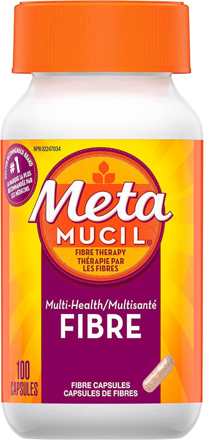 Metamucil, 每日车前子壳粉补充剂，三合一膳食纤维，促进消化健康，胶囊，100 粒