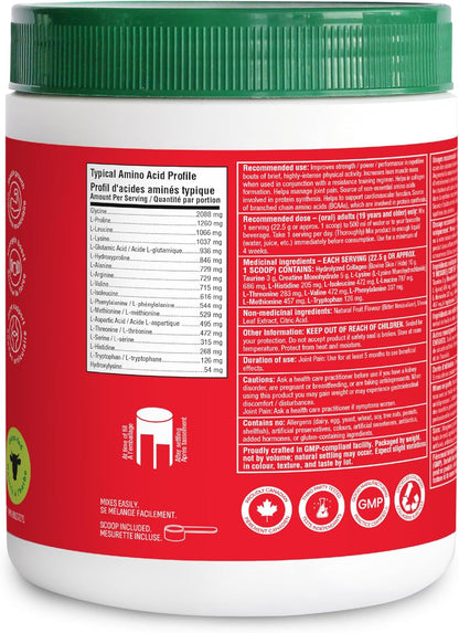 Organika Canadian-Made Enhanced Collagen Sport- 20g Collagen Protein + Creatine, Taurine, and Compete Amino Acid Profile- Promotes Muscle Growth, Strength, and Joint Health- Unflavoured- 517g