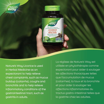 Nature's Way 甘草根素食胶囊，适用于泌尿道和肠道炎症，100 粒