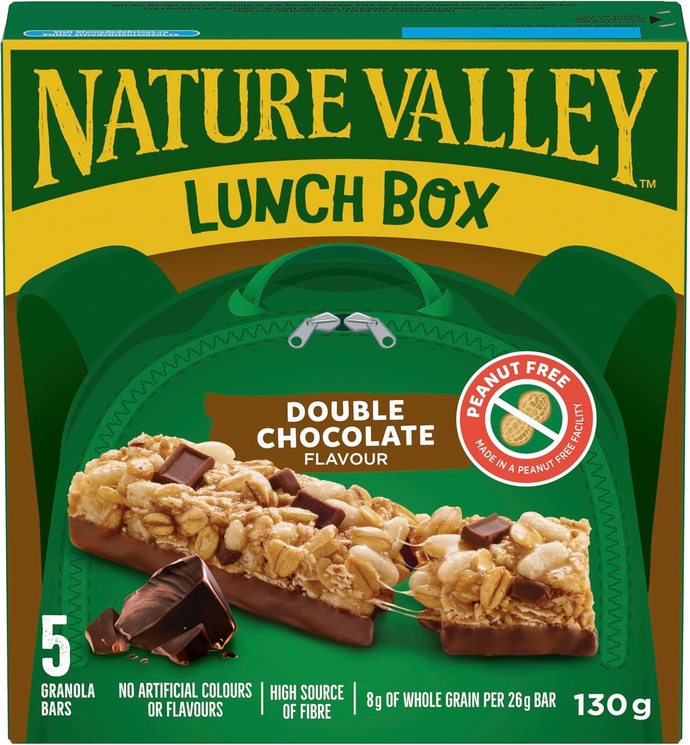 自然谷双倍巧克力味格兰诺拉麦片棒，不含人工香料，不含人工色素，零食棒，采用全谷物制成，5 根装格兰诺拉麦片棒