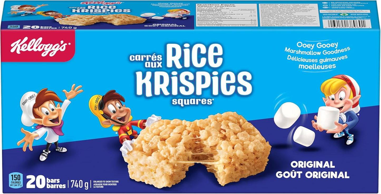 Kellogg's Rice Krispies Square Bars 740g Jumbo Pack-Original, 20 Cereal Bars