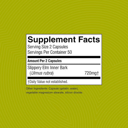 Nature's Sunshine Slippery Elm, 100 capsules