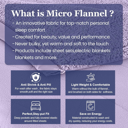 Thermee 超細法蘭絨夏爾巴電熱毯，單人，淡紫色