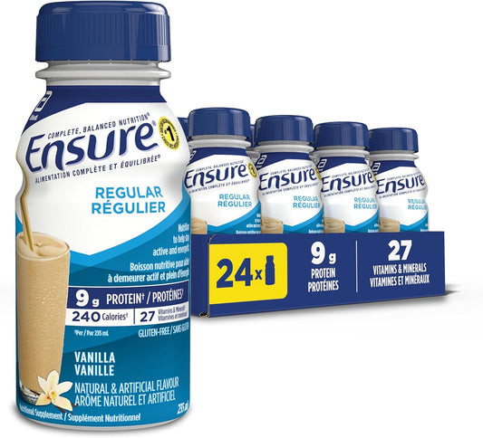 Ensure Regular, Nutritional Supplement Shake Value Pack, Nutrition To Stay Active And Energetic, Vanilla, 24 x 235-mL Bottles