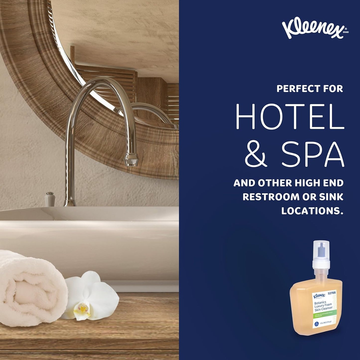 Kleenex® Botanics 奢华泡沫洁肤乳 (52788)，1.2 升透明清新香味自动洗手液补充装，适用于 Kimberly-Clark Professional™ ICON™ 和 Scott® Pro™ 自动分配器（4 瓶/箱）