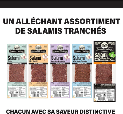 Atwood Heritage 草飼安格斯牛肉切片薩拉米香腸，125克，高蛋白，無麩質，無硝酸鹽，加拿大製造