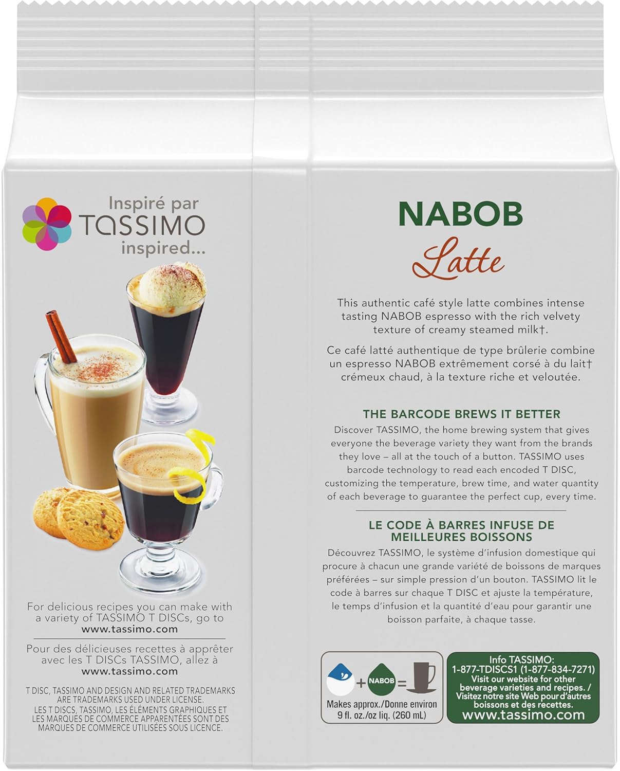 Tassimo Nabob 拿铁咖啡单份 T 盘，8 片装