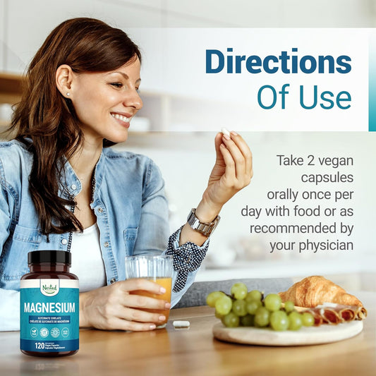 Nested Naturals 甘氨酸鎂螯合物 - 200 毫克螯合鎂補充劑，用於緩解肌肉痙攣、增強放鬆和改善睡眠支持 - 100% Albion TRACCS 緩衝甘氨酸鎂 - 120 粒純素鈣…