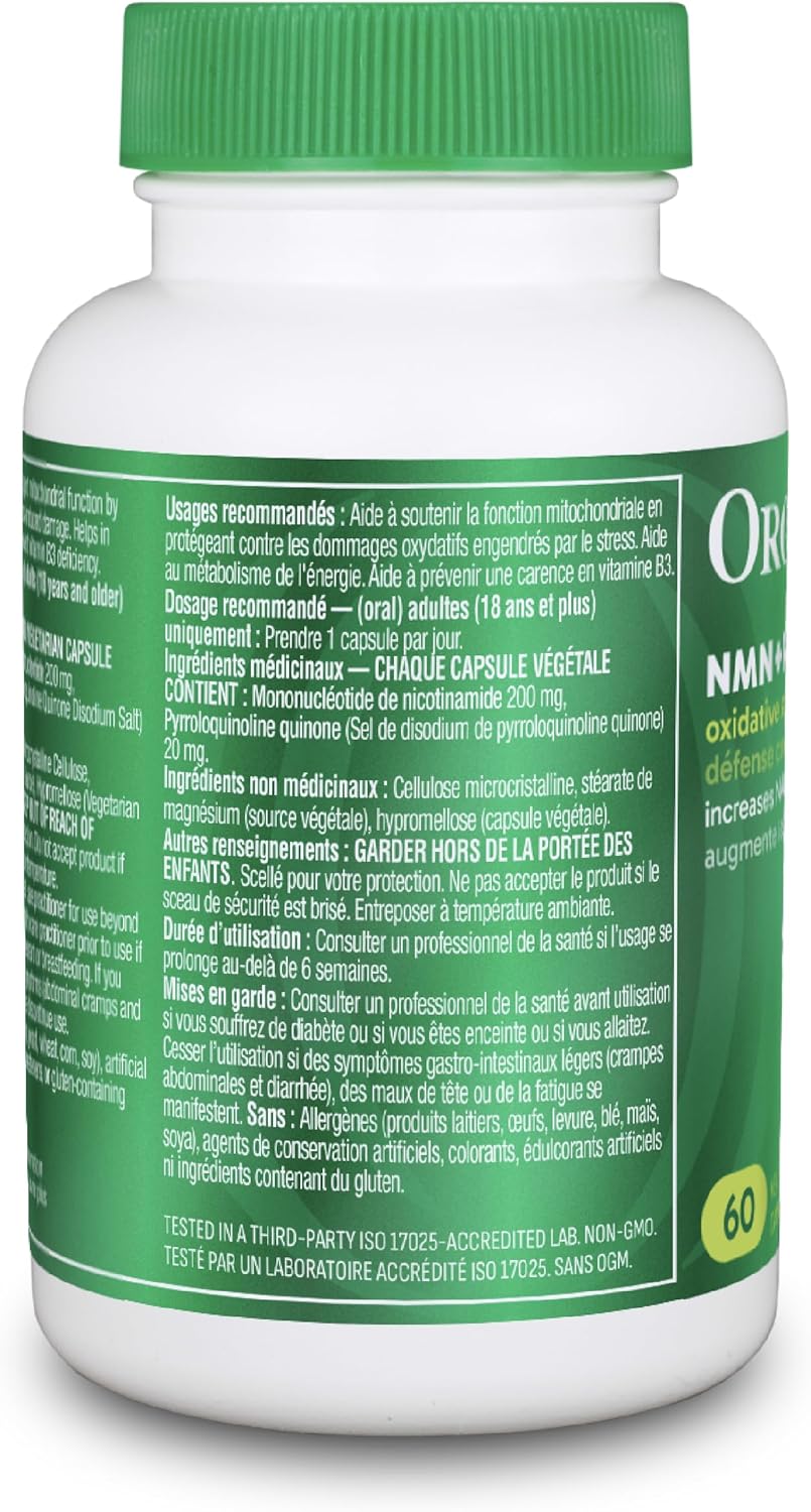 Organika 加拿大製造 NMN + PQQ - 抗衰老支持補充劑，促進細胞再生、能量代謝、認知功能 - 60 粒膠囊