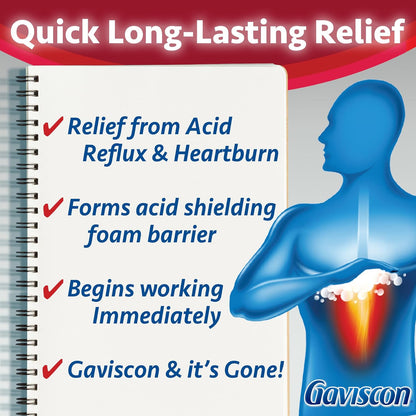 Gaviscon Extra Strength Tablets - 25 Count - Chewable Foaming Antacid Tablets for Day and Night Heartburn Relief, Acid Reflux and GERD Relief, Fruit Blend - Free of Aluminum, Lactose and Gluten