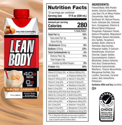 Labrada Lean Body Ready-To-Drink Shake 17-Ounce Salted Caramel, 12-Count