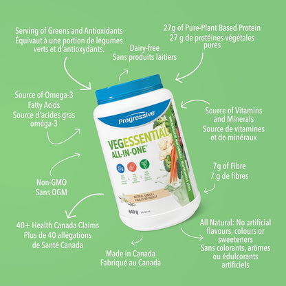 Progressive VegEssential，多合一纯素蛋白质、蔬菜、维生素和矿物质粉 - 香草味，840 克