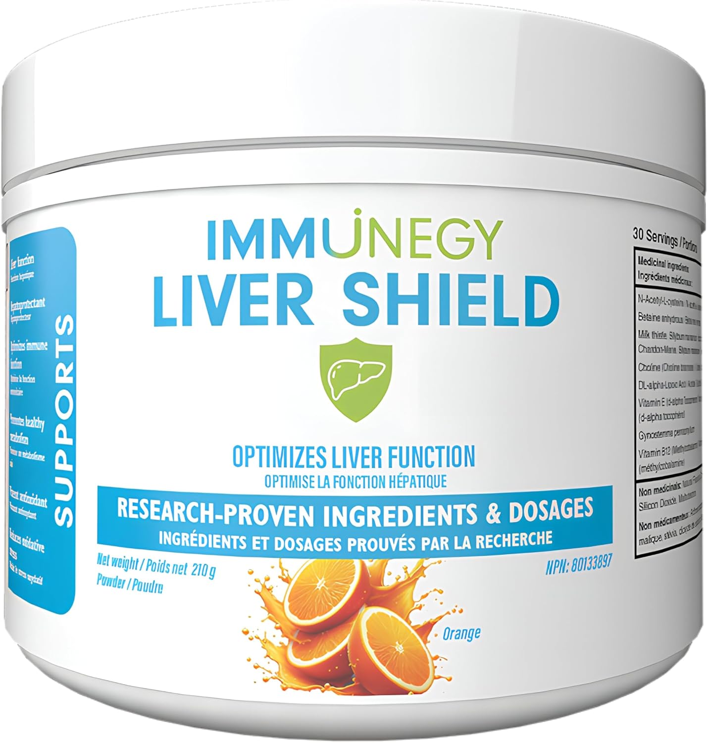 肝盾，肝脏保护剂，抗氧化剂，减少氧化应激，橙子味，30 份，