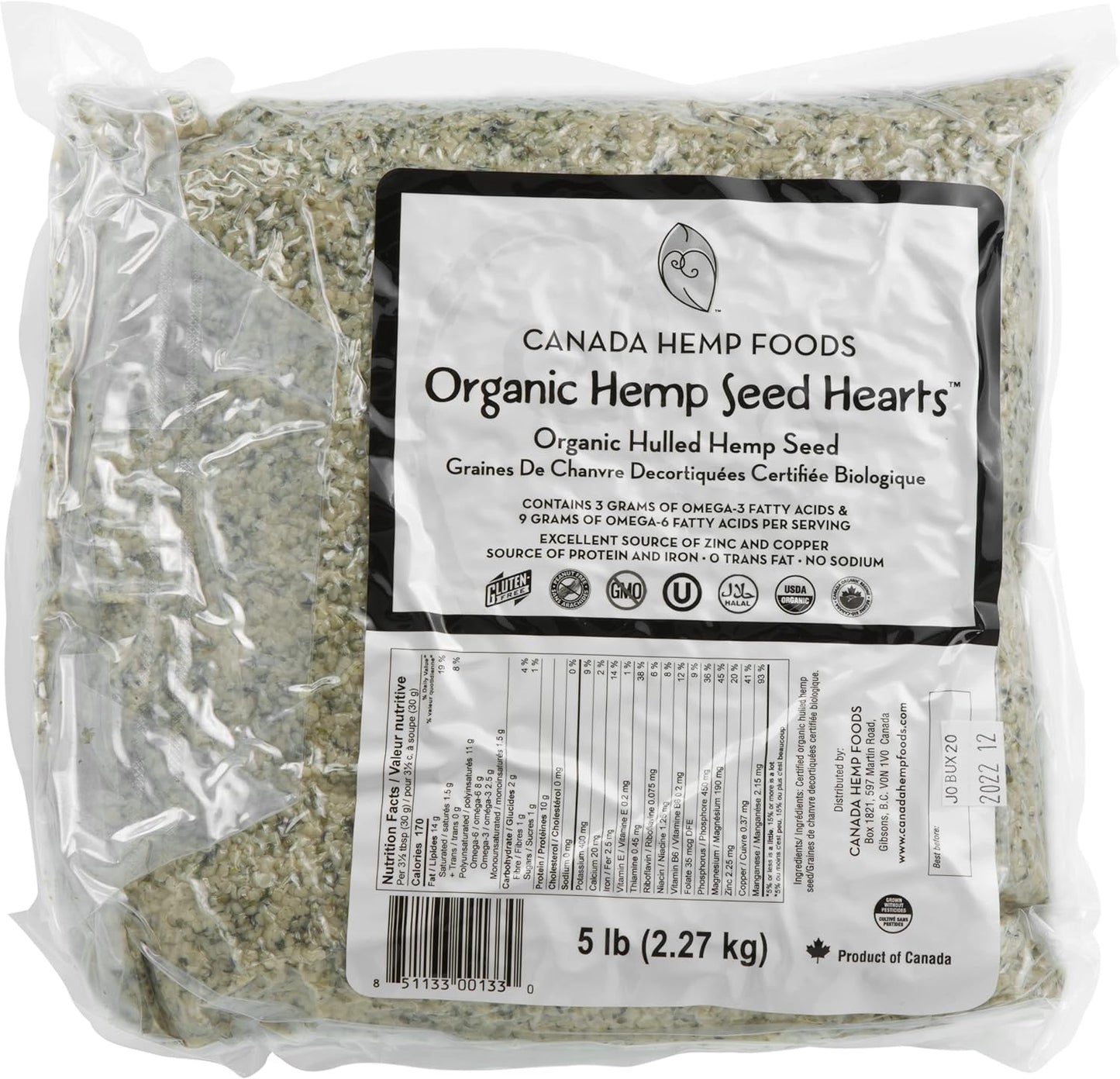 加拿大大麻食品有机大麻籽，5磅袋装