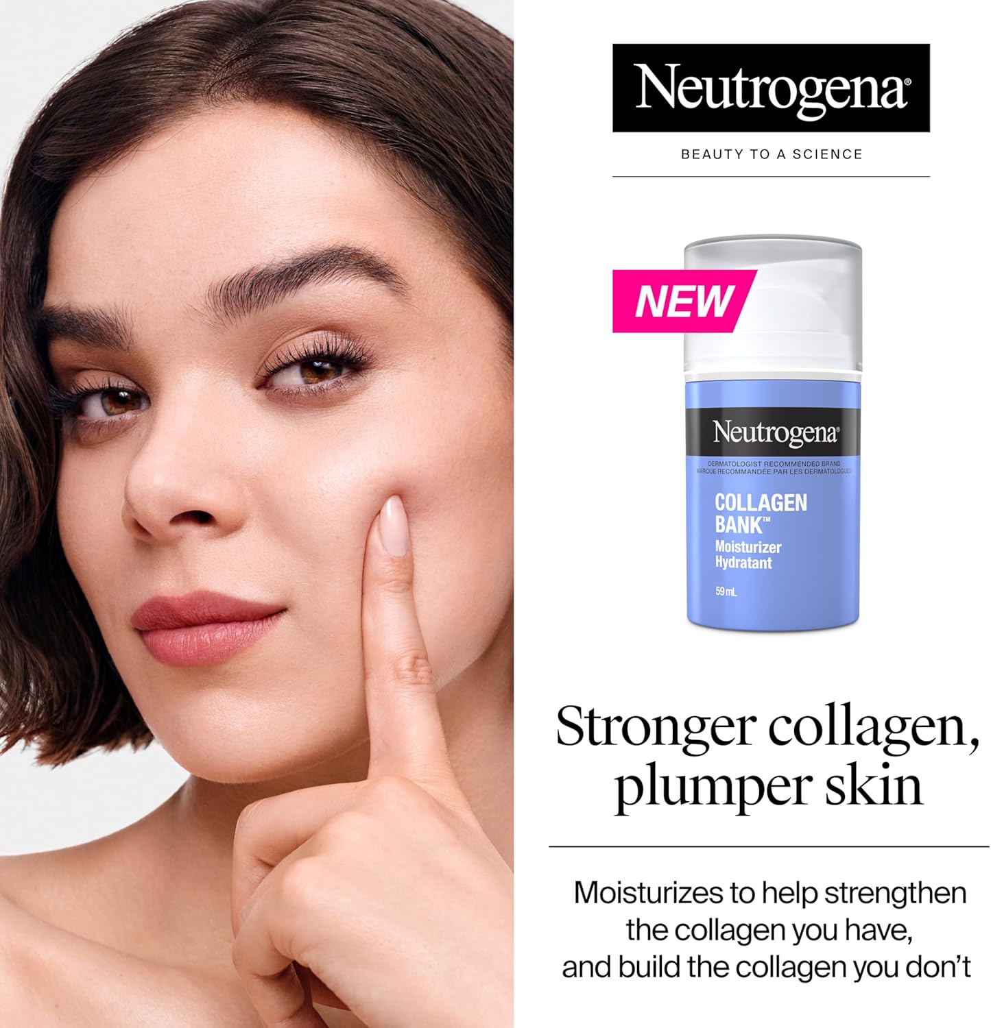 Neutrogena Collagen Bank Face Moisturizer, Daily Anti-Aging Neck Collagen Cream with Bakuchiol, Cream to Support Skin’s Natural Collagen for Visibly Plump Skin, 79 mL