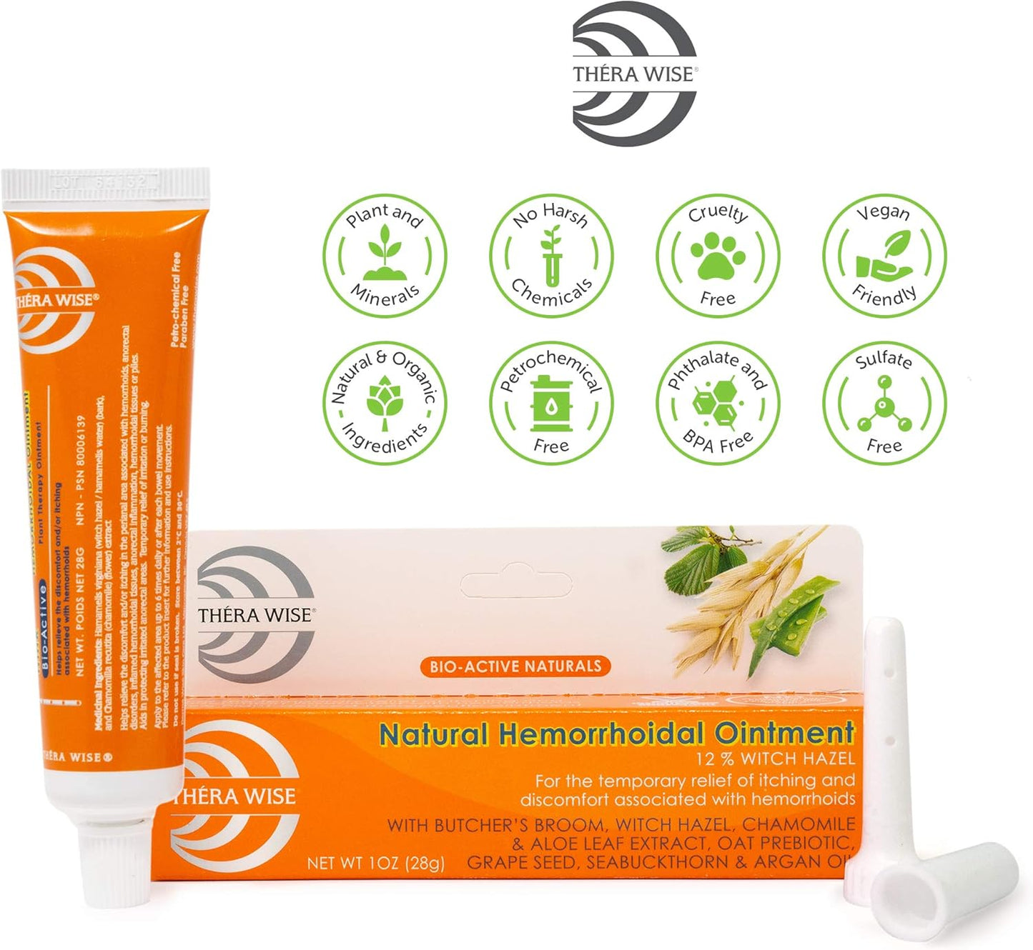 Thera Wise HmR 天然生物活性痔瘡膏，白色，28.0 克（1 包）